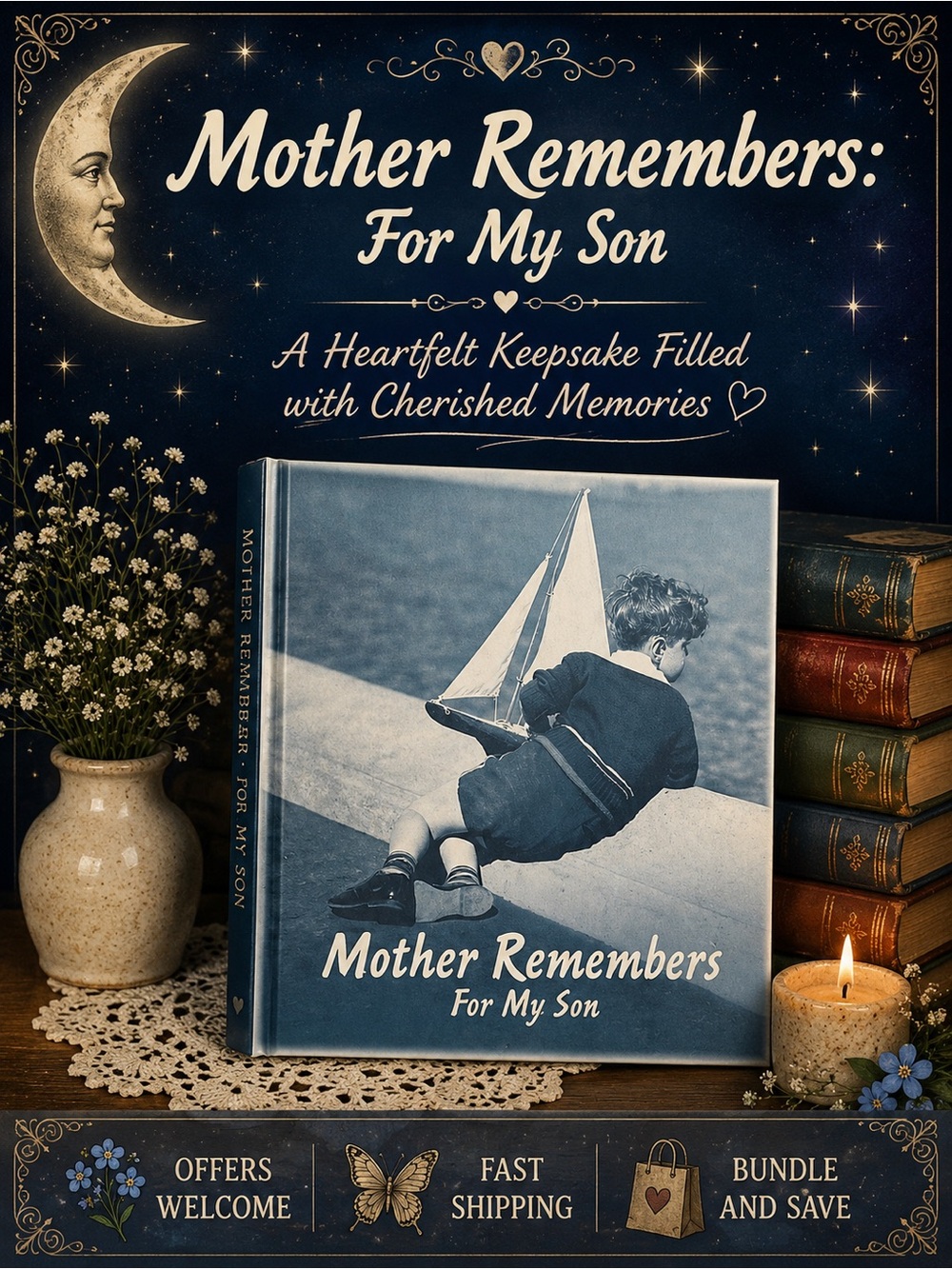 Mother Remembers For My Son Memory Keepsake Book New Hardcover